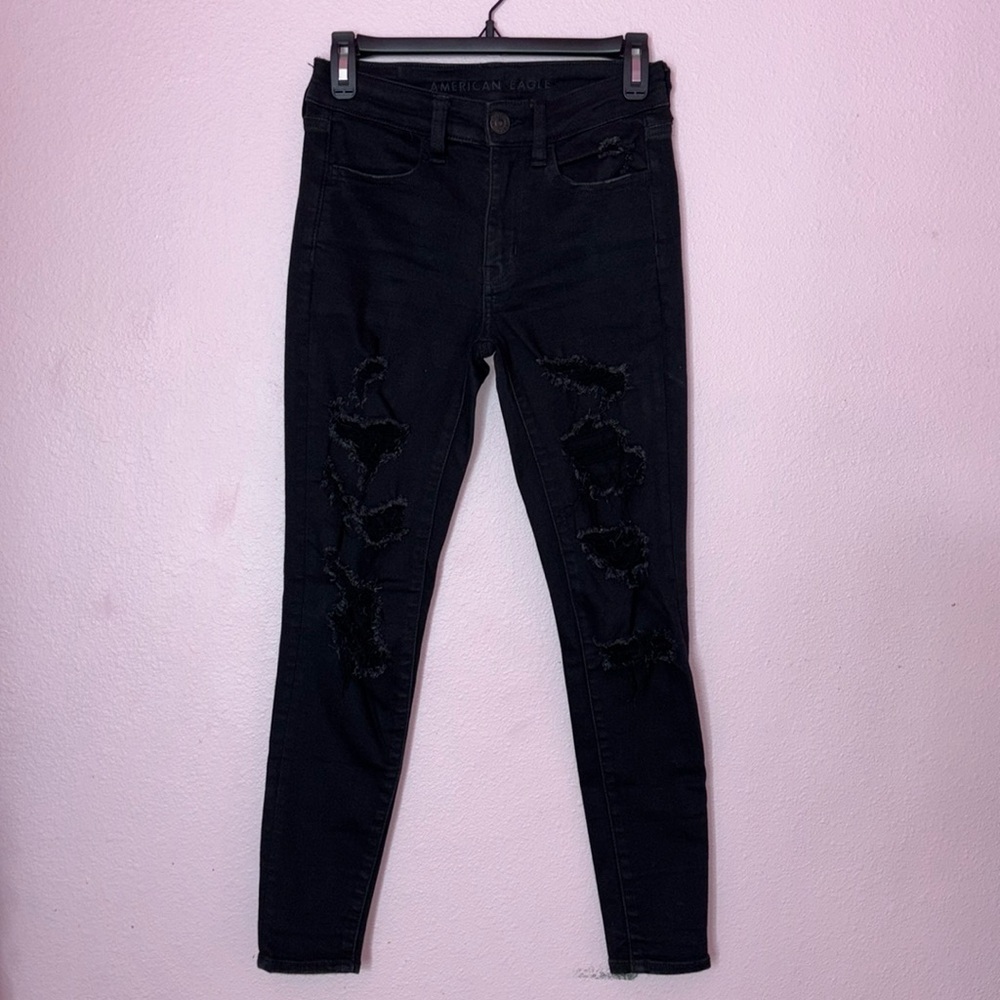 Women's Black Distressed Jeans